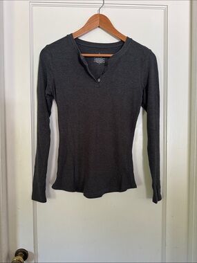 Cuddl Duds Women's Long-Sleeve Ribbed Henley - Charcoal